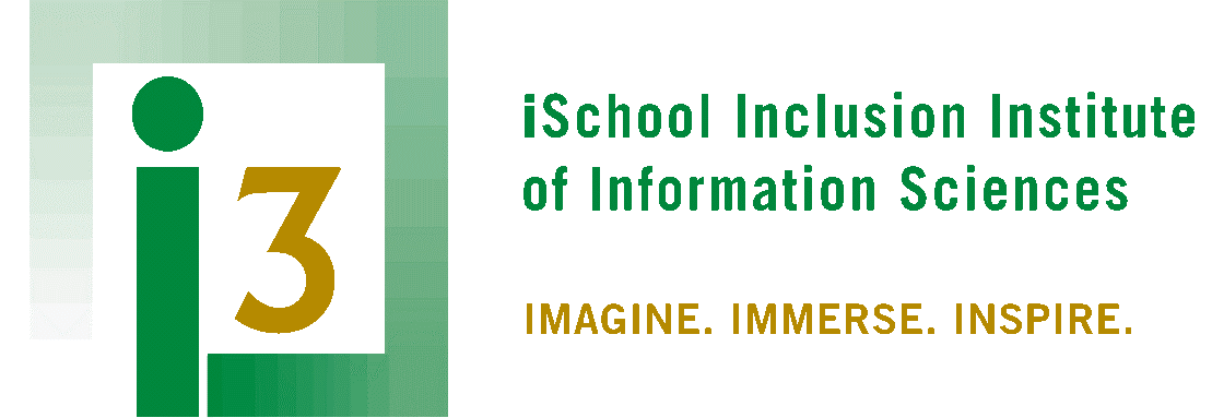Green and gold logo for the iSchool Inclusion Institute (i3)